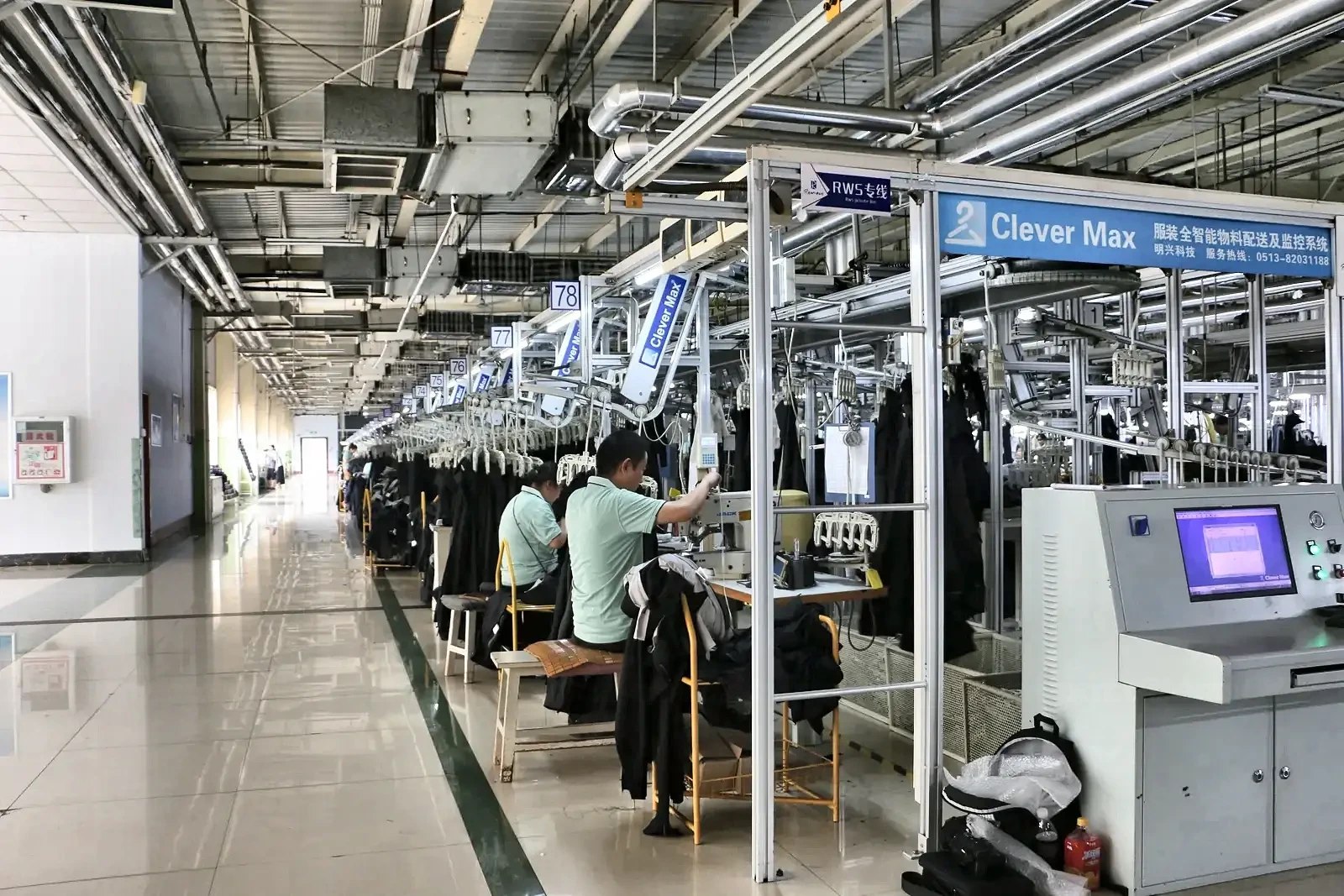 CleverMax হ্যাঙ্গার সিস্টেম (hanger system), আউটারওয়্যার ও স্যুট উৎপাদন লাইন