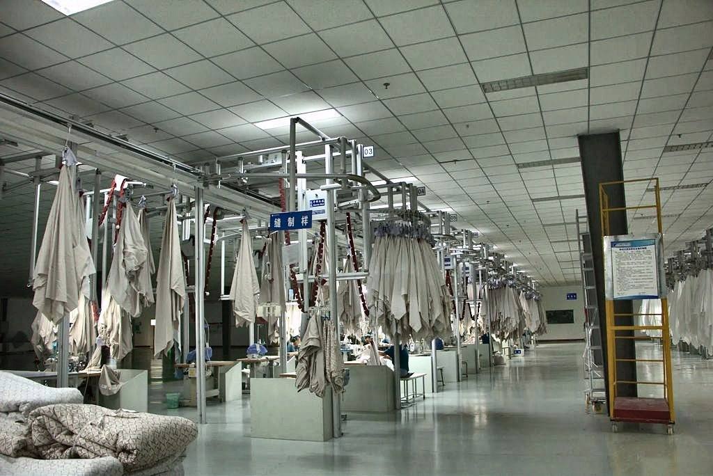CleverMax hanger system on a home-textile bedding sets production line