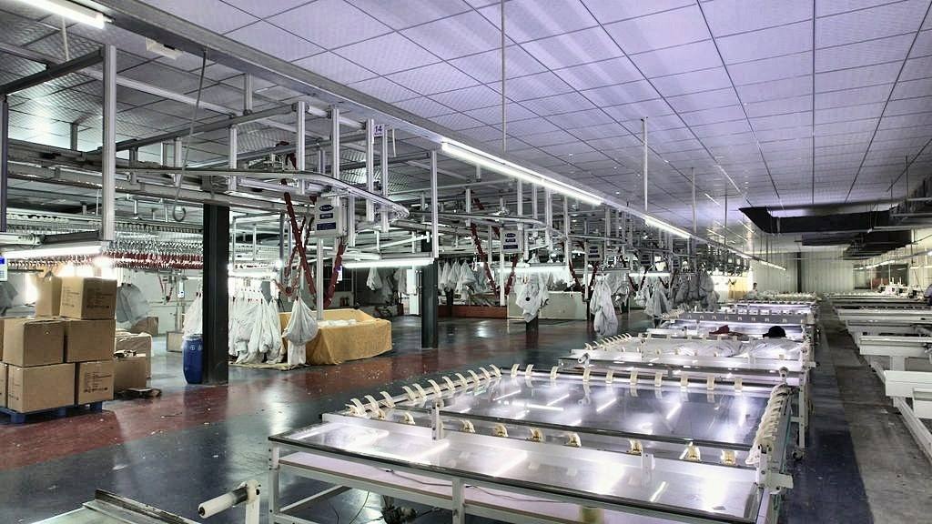 Hanger System for Duvets & Quilts — CleverMax hanger system on the production floor