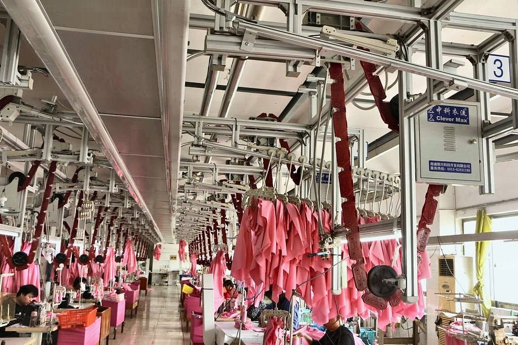 Hanger System for Hotel Textiles — CleverMax hanger system on the production floor