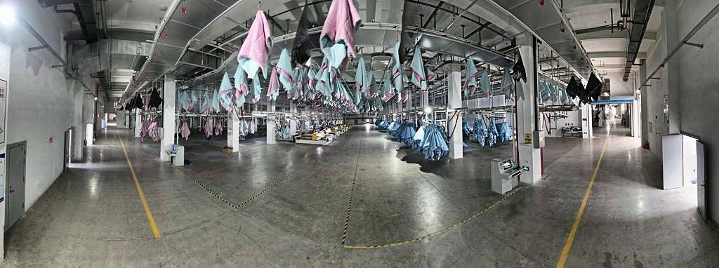 Home textile production floor running the CleverMax hanger system