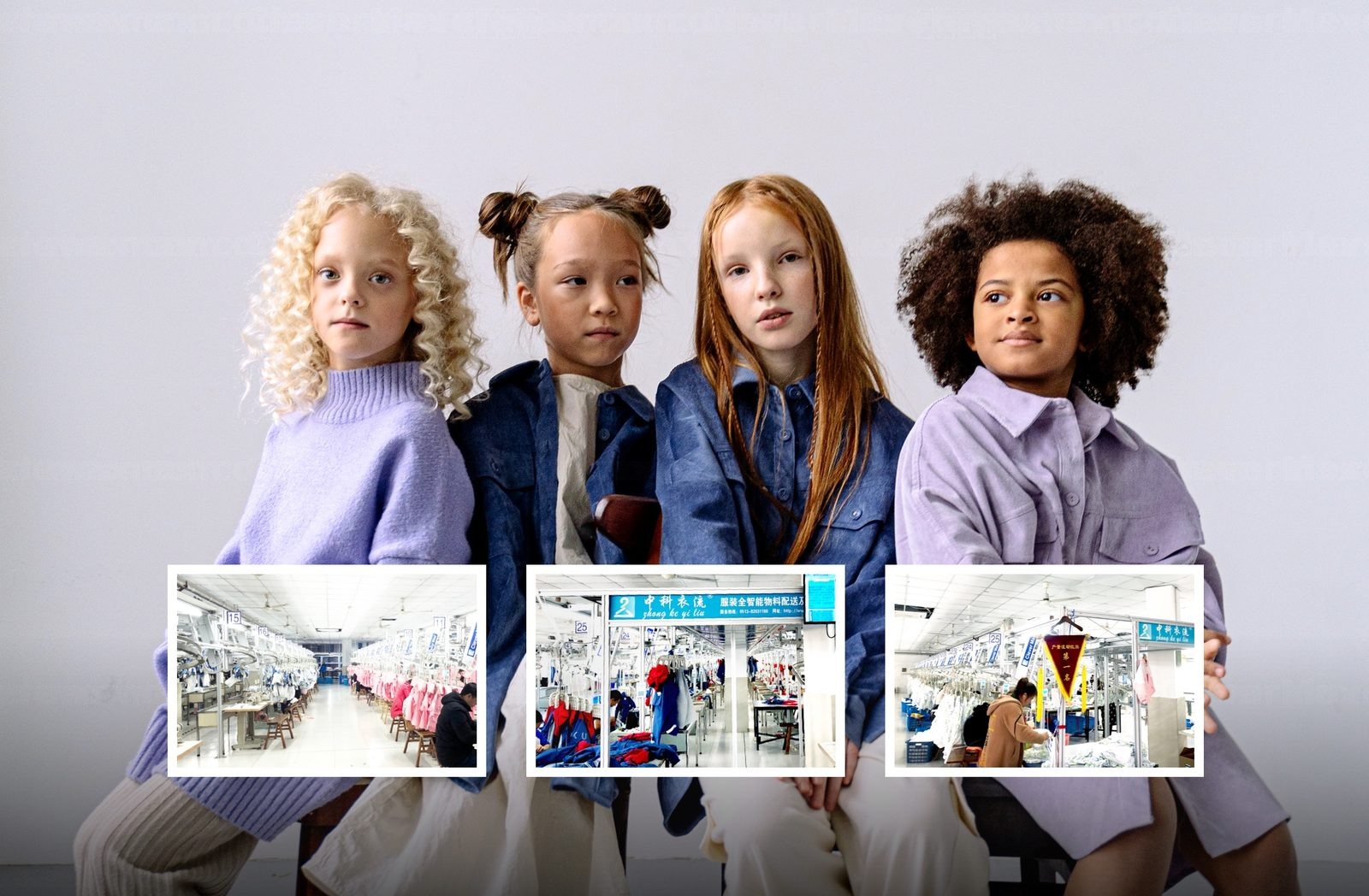 Children's clothing production line with hanger system