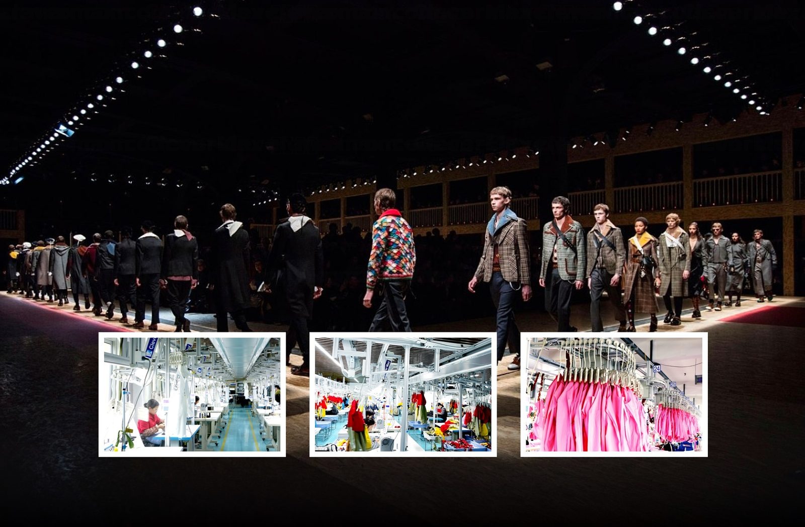 Fashion apparel production line with hanger system
