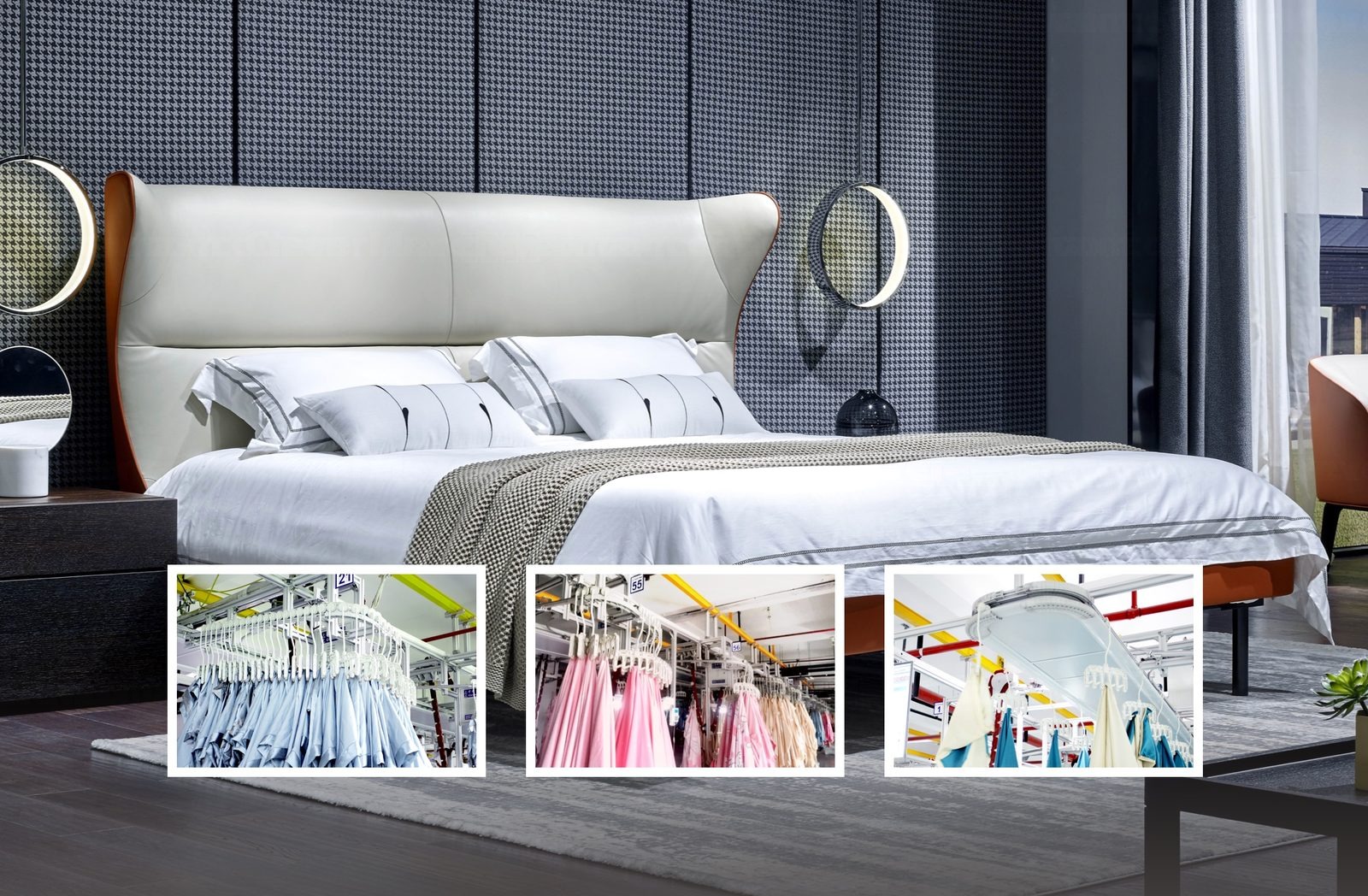 Home textile bedding sets production with hanger system